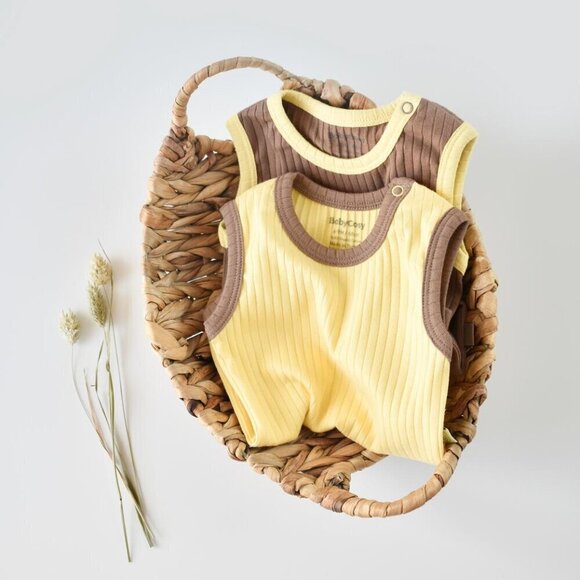 %100 Organic Ribana 2 Pcs Baby Short Sleeve Body Set - Picture 4 of 8